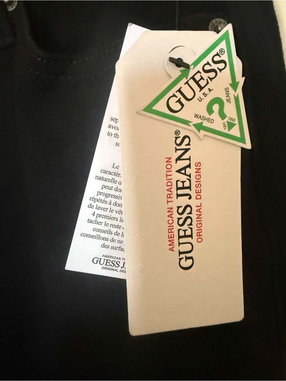 Women’s GUESS JEANS GO8 Mid-Rise Straight Fit Jeans in Black Denim size 27/32 - Picture 5 of 7